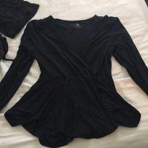 Black babydoll low cut long sleeve